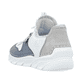 Weiße Rieker Damen Slipper 55064-80 mit Deko-Reißverschluss sowie einem Gummizug. Schuh von hinten.