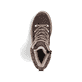 Dunkelbraun-beige Rieker Damen Schnürstiefel Y6210-25 mit Strick-Kragen. Schuh von oben.