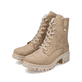 
Braunbeige Rieker Damen Schnürstiefel 76843-61 mit Schnürung und Reißverschluss. Schuhpaar schräg.