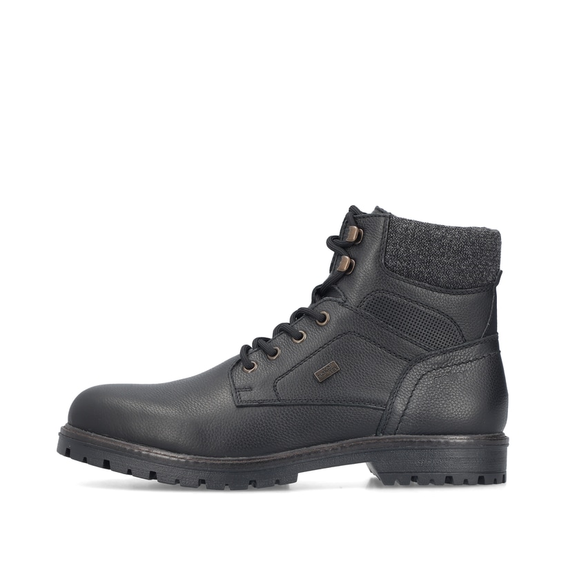 Schwarze Rieker Herren Schnürstiefel F3616-00 aus Glattleder. Schuh Außenseite.