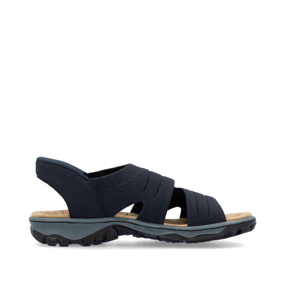 Blaue vegane Rieker Damen Trekkingsandalen 68895-14 mit Ready2GO Slip-in Feature. Schuh Innenseite.