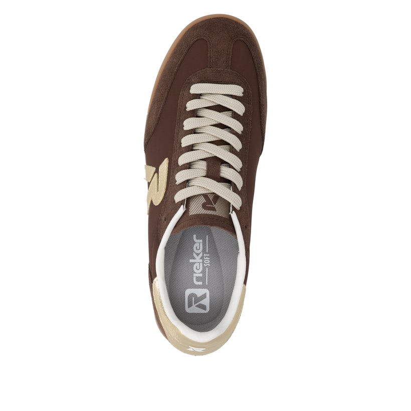 Baskets basses marron Rieker Sport pour femmes W4000-25. Chaussure vue de dessus.