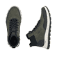Dunkelgrün-schwarze Rieker Herren Schnürstiefel B8124-54 mit Reißverschluss. Schuh von oben, liegend.