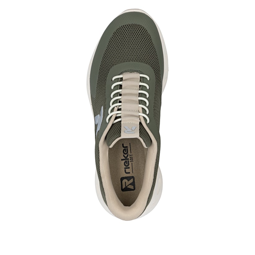Baskets basses Rieker vertes femme M6551-54 avec option easy in facile. Chaussure vue de dessus.