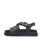 Schwarze Rieker Damen Riemchensandalen V5663-00 mit trendiger Schnalle. Schuh Außenseite.