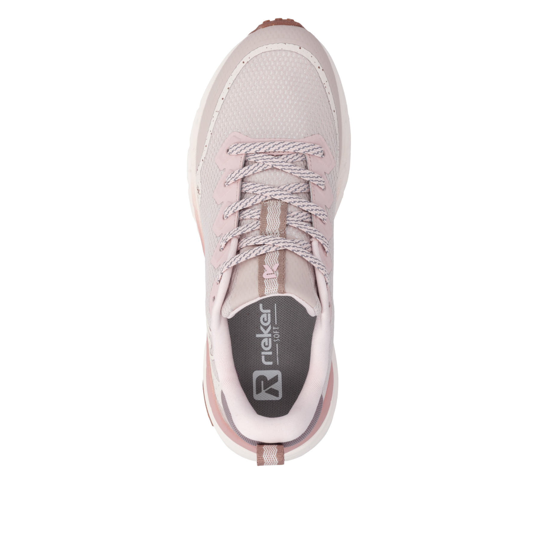 Beige Rieker Sport Damen Sneaker Low W4501-60. Schuh von oben.
