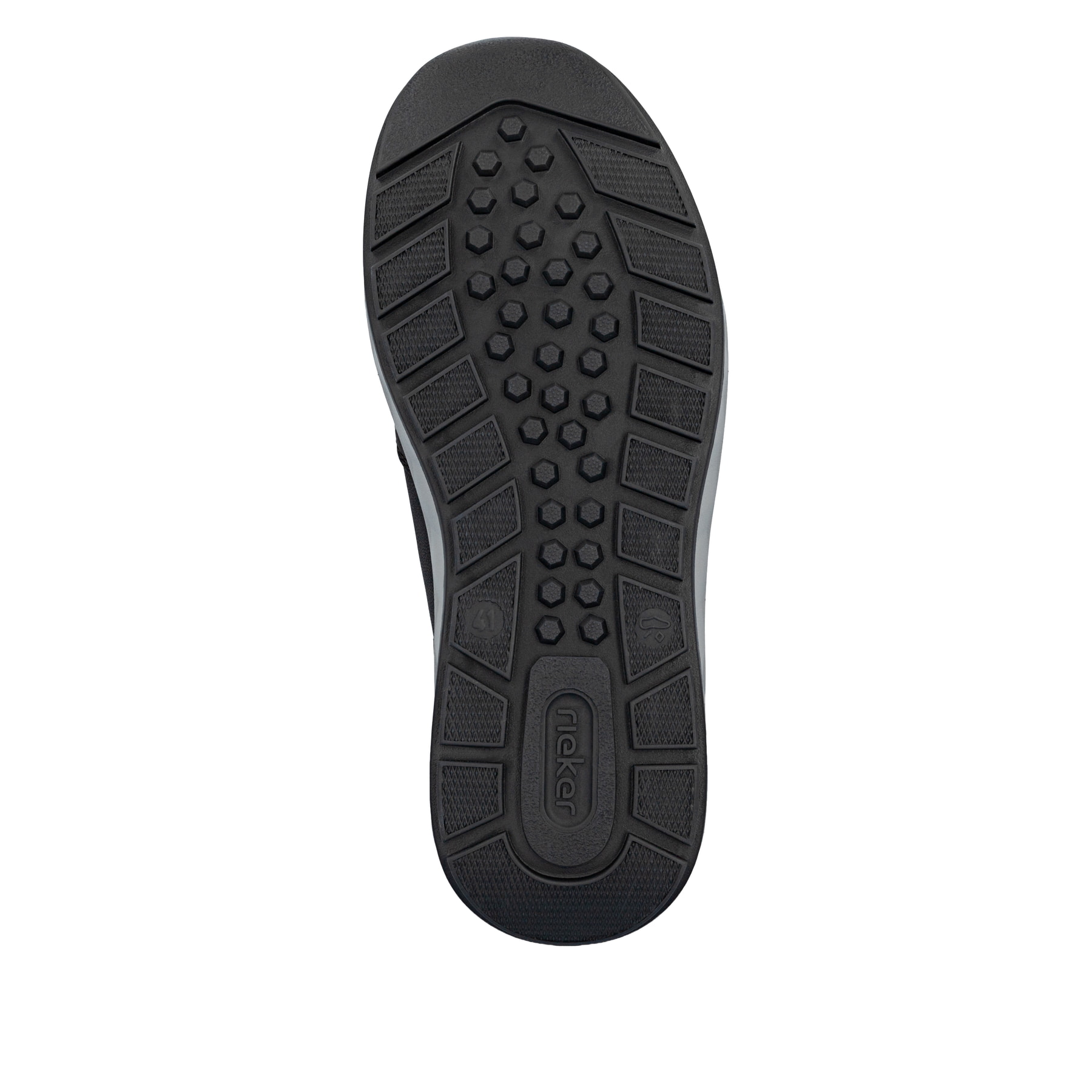 Schwarze Rieker Herren Slipper 11552-00 aus Glattleder mit einem Klettverschluss. Schuh Laufsohle.
