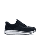 Blaue Rieker Damen Slipper L5850-14 mit Ready2GO easy in Funktion sowie Gummizug. Schuh Innenseite.