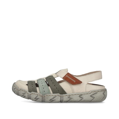Sandales Rieker Femme 64270 - Beige, Strass, élastique Côté, Semelle Confort