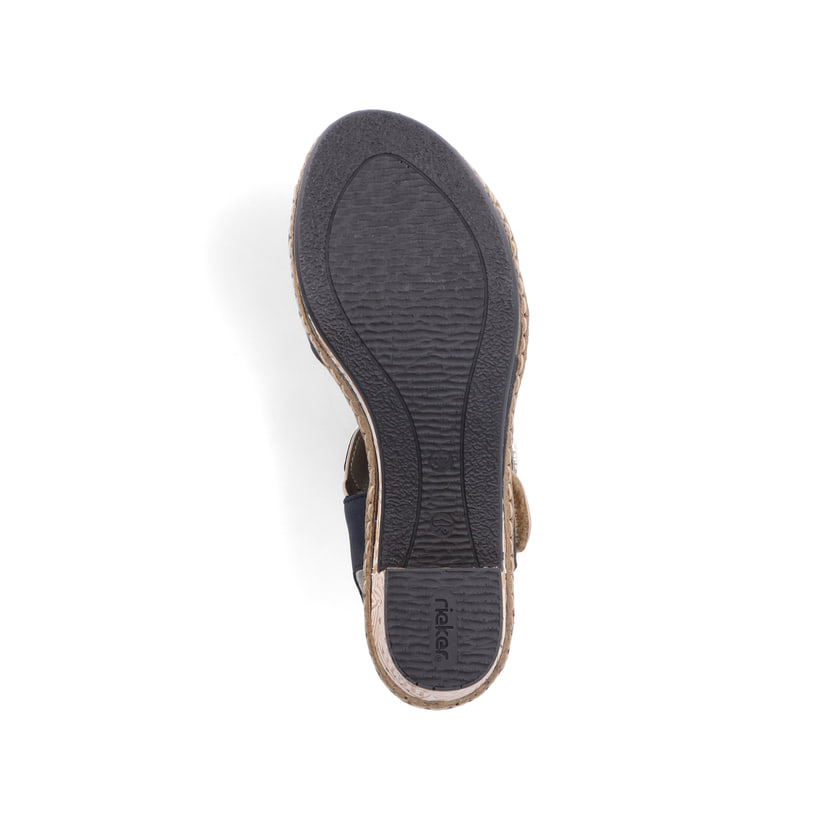 Mehrfarbige Rieker Riemchensandaletten 63876-90 mit einem Klettverschluss. Schuh Laufsohle.