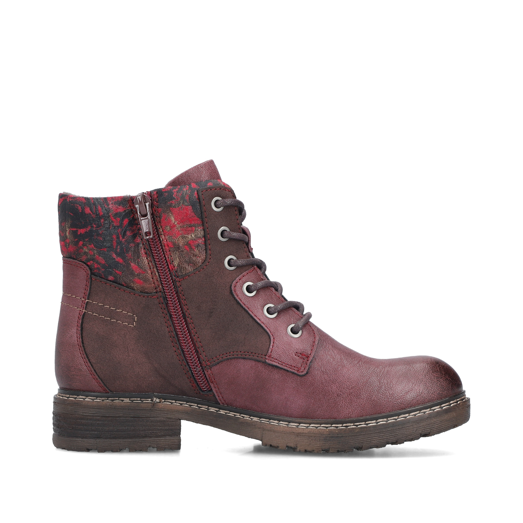 Rote Rieker Damen Schnürstiefel 94712-35 mit wasserabweisender RiekerTEX-Membran. Schuh Innenseite.