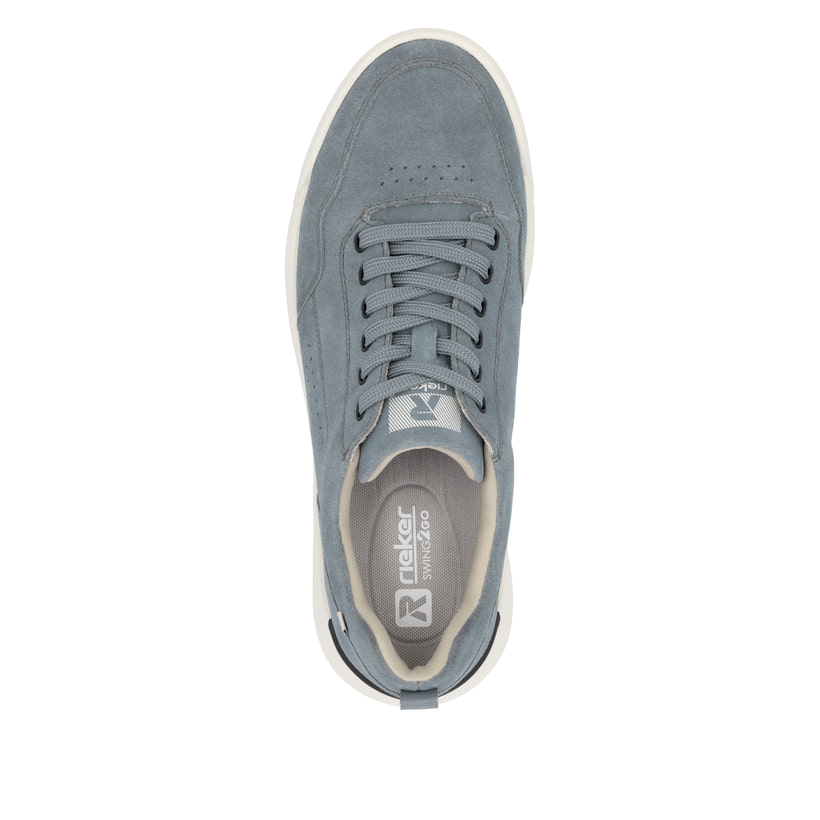 Baskets basses Rieker bleues pour homme U1101-14 avec lacets. Chaussure vue de dessus.