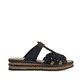Blaue Rieker Damen Pantoletten 62986-14 mit Strasssteinen sowie Klettverschluss. Schuh Innenseite.