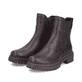 Dunkelbraune Rieker Damen Chelsea Boots 72660-25 mit einem Reißverschluss. Schuhpaar seitlich schräg.