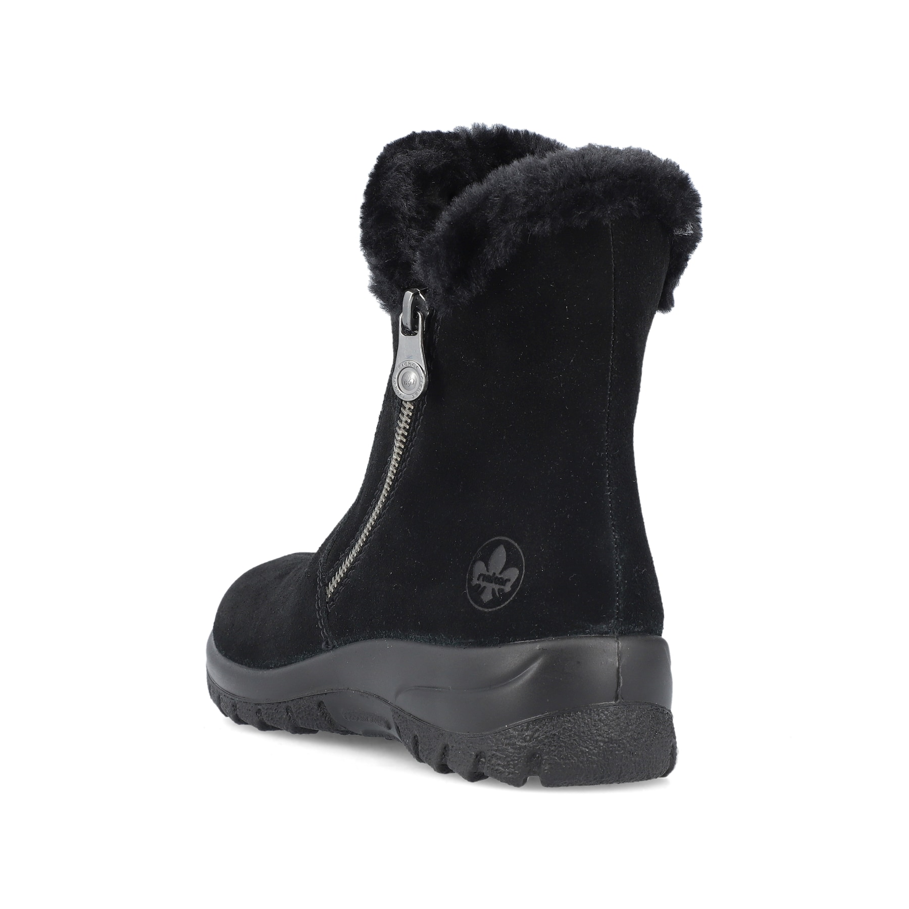 Tiefschwarze Rieker Damen Kurzstiefel L7162-00 mit einer schockabsorbierenden Sohle. Schuh von oben