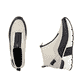 Creme-beige Rieker Damen Sneaker High N6352-60 mit einem Reißverschluss. Schuh von oben, liegend.