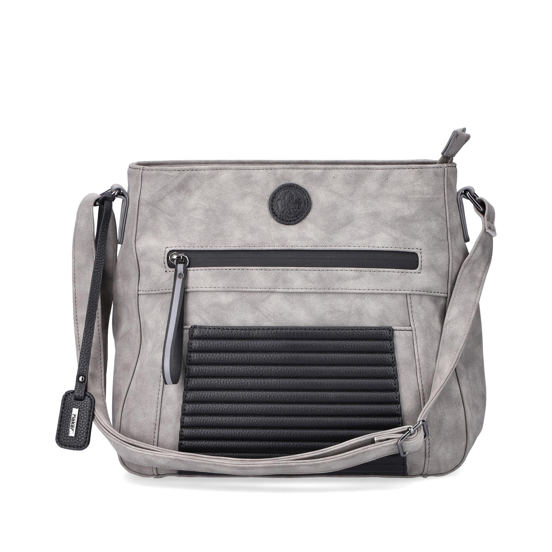 Sac Ã  main Rieker H1481-42 gris avec poche intérieure, fermeture éclair et poche pour téléphone portable. Face avant.
