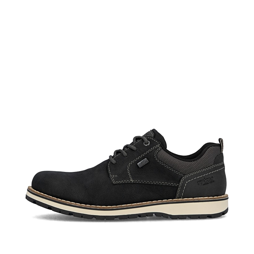 Schwarze Rieker Herren Schnürschuhe 38406-00 mit wasserabweisender TEX-Membran. Schuh Außenseite.