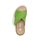 Grüne Rieker Damen Pantoletten V1579-52 mit einem Klettverschluss. Schuh von oben.