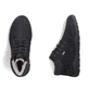 Schwarze Rieker Herren Schnürstiefel 08130-01 mit wasserabweisender TEX-Membran. Schuh von oben, liegend.