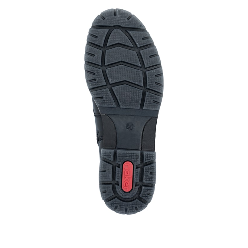 Schwarze Rieker Damen Schnürstiefel 75801-00 aus Glattleder. Schuh Laufsohle.