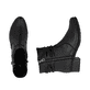 Schwarze Rieker Damen Stiefeletten 78656-00 aus Glattleder mit Reißverschluss. Schuh von oben, liegend.