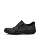 Mocassins Rieker noirs pour hommes 19961-03 avec bande élastique. Côté extérieur de la chaussure.