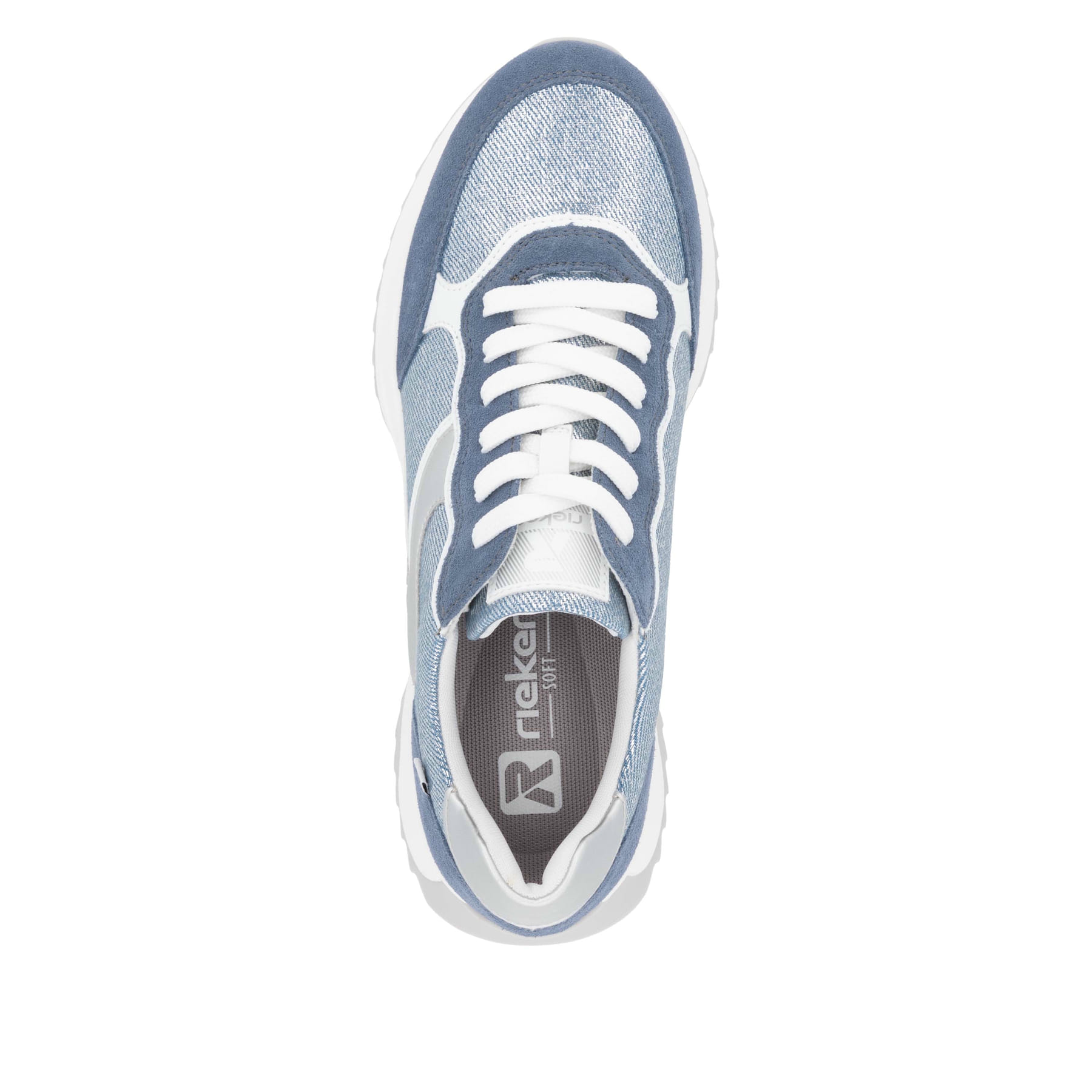 Rieker Damen Sneaker W1307 Low In Blau – Aus Textil, Mit TR-Laufsohle & Gepolsterter Einlegesohle, Komfortweite