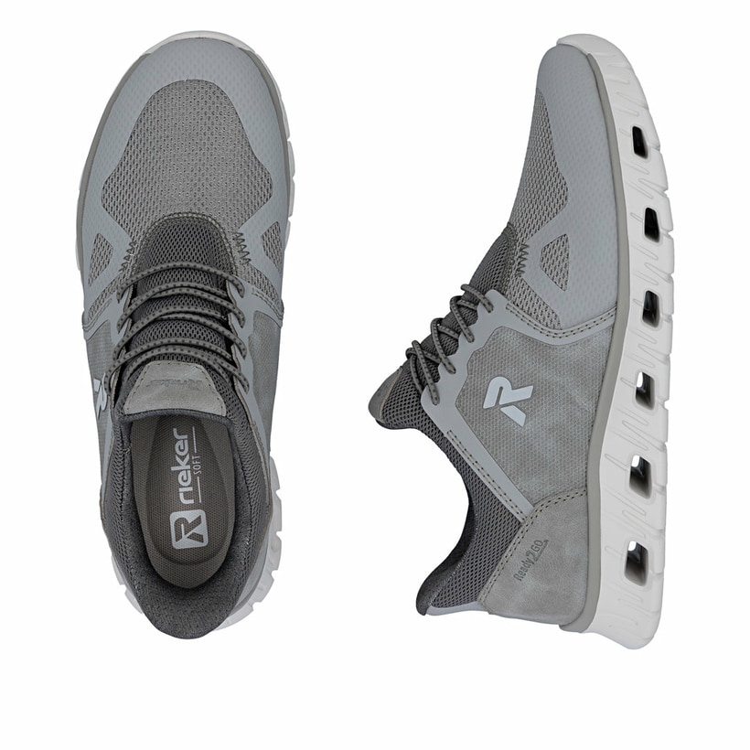 Baskets basses Rieker grises homme 04355-40 avec option easy in facile. Chaussure vue de dessus, couchée.