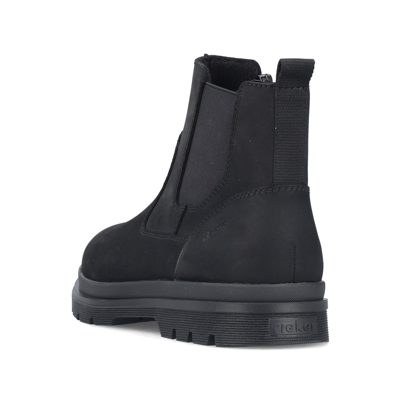 Chelsea Boots Rieker noires pour homme F7051-00 en cuir suédé. Chaussure vue de dessus.