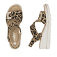 Mehrfarbige Rieker Keilsandaletten 67410-90 mit angesagtem Animal-Print. Schuh von oben, liegend.
