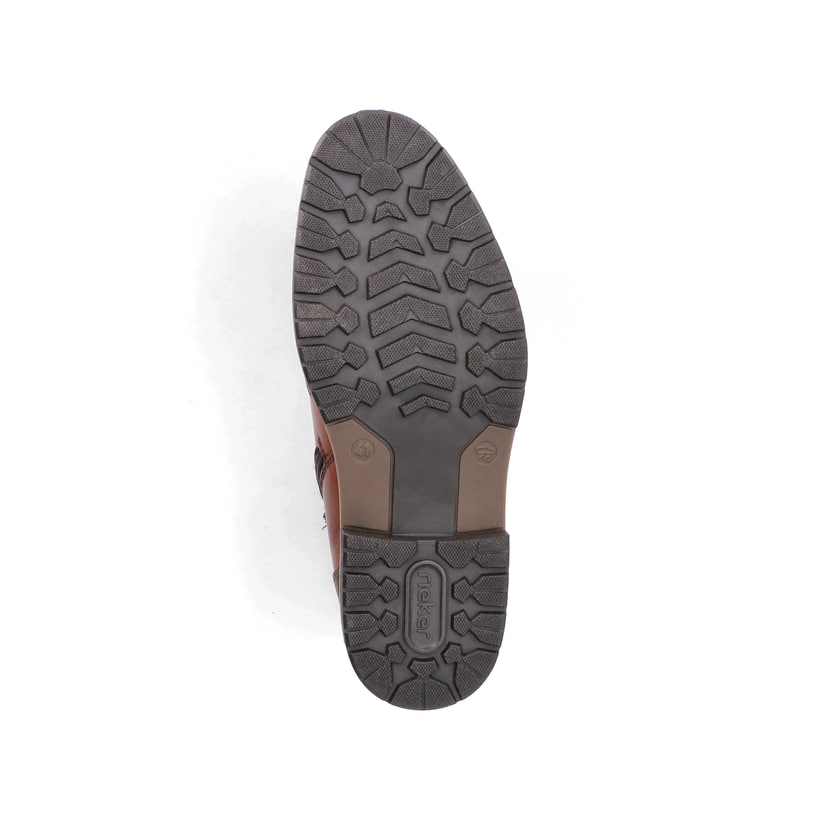 Bottes à lacets Rieker marron pour homme 13704-24 en cuir lisse. Semelle extérieure de la chaussure.