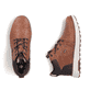 Braun-schwarze Rieker Herren Sneaker High B5530-25 mit einem Reißverschluss. Schuh von oben, liegend.