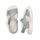 Grüne Rieker Damen Trekkingsandalen V2166-52 mit einem Klettverschluss. Schuh von oben, liegend.