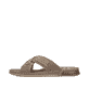 Beige Rieker Herren Pantoletten 21239-64 mit Komfortweite G sowie leichter Sohle. Schuh Außenseite.