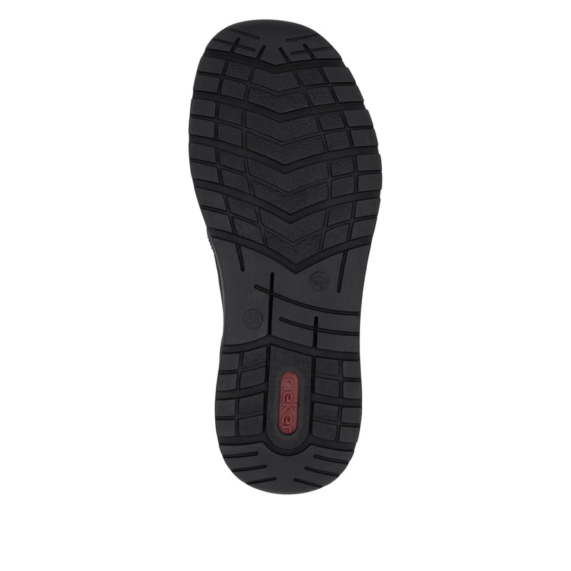 Mocassins Rieker noirs pour homme B9062-00 avec bande élastique. Semelle extérieure de la chaussure.