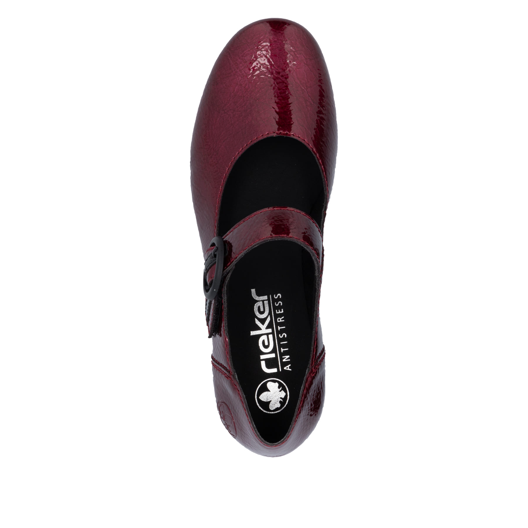 Escarpins Rieker rouges pour femme 41756-33 avec boucle. Semelle extérieure de la chaussure.