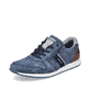 Blaue Rieker Herren Schnürschuhe 11926-14 mit Reißverschluss sowie Löcheroptik. Schuh seitlich schräg.