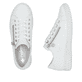 Weiße Rieker Damen Sneaker Low N0900-81 mit einem Reißverschluss. Schuh von oben, liegend.