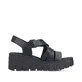Schwarze Rieker Keilsandaletten 68063-00 mit trendiger Schnalle. Schuh Innenseite.