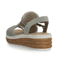 Khakifarbene Rieker Keilsandaletten 62741-52 mit Gummizug sowie der Extraweite H. Schuh von hinten.