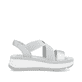 Silberne Rieker Damen Riemchensandalen W3053-90 mit einem Gummizug. Schuh Innenseite.