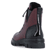 Weinrote Rieker Damen Biker Boots Z9152-35 mit Deko-Reißverschluss. Schuh von hinten.