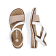 Beige Rieker Keilsandaletten V3660-60 mit trendigen Schnalle. Schuh von oben, liegend.