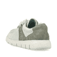 Mintgrüne vegane Rieker Damen Slipper 44000-52 mit einer Gummischnürung. Schuh von hinten.