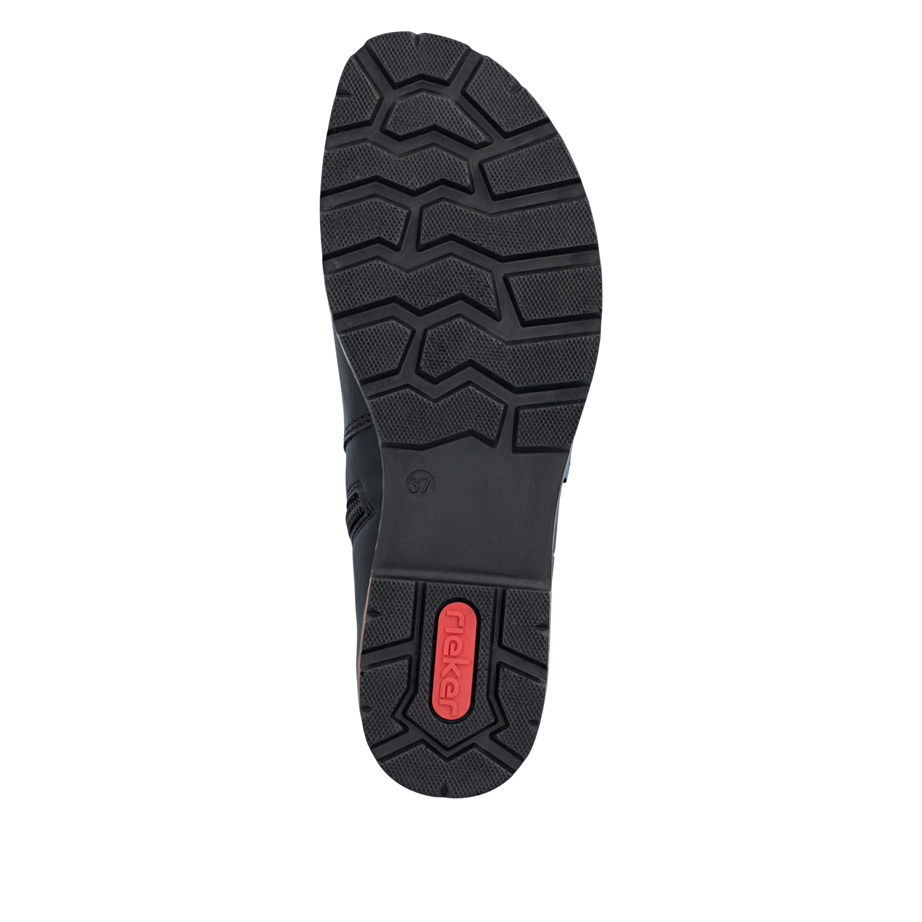 Schwarze Rieker Damen Schnürstiefel Z9340-00 mit einem Reißverschluss. Schuh Laufsohle.