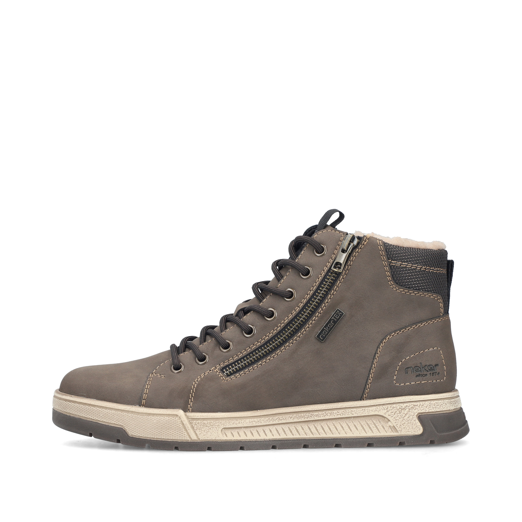 Braune Rieker Herren Sneaker High 36033-24 mit wasserabweisender TEX-Membran. Schuh Außenseite.