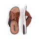 Braune Rieker Herren Pantoletten 25283-23 mit einem Klettverschluss. Schuh von oben, liegend.
