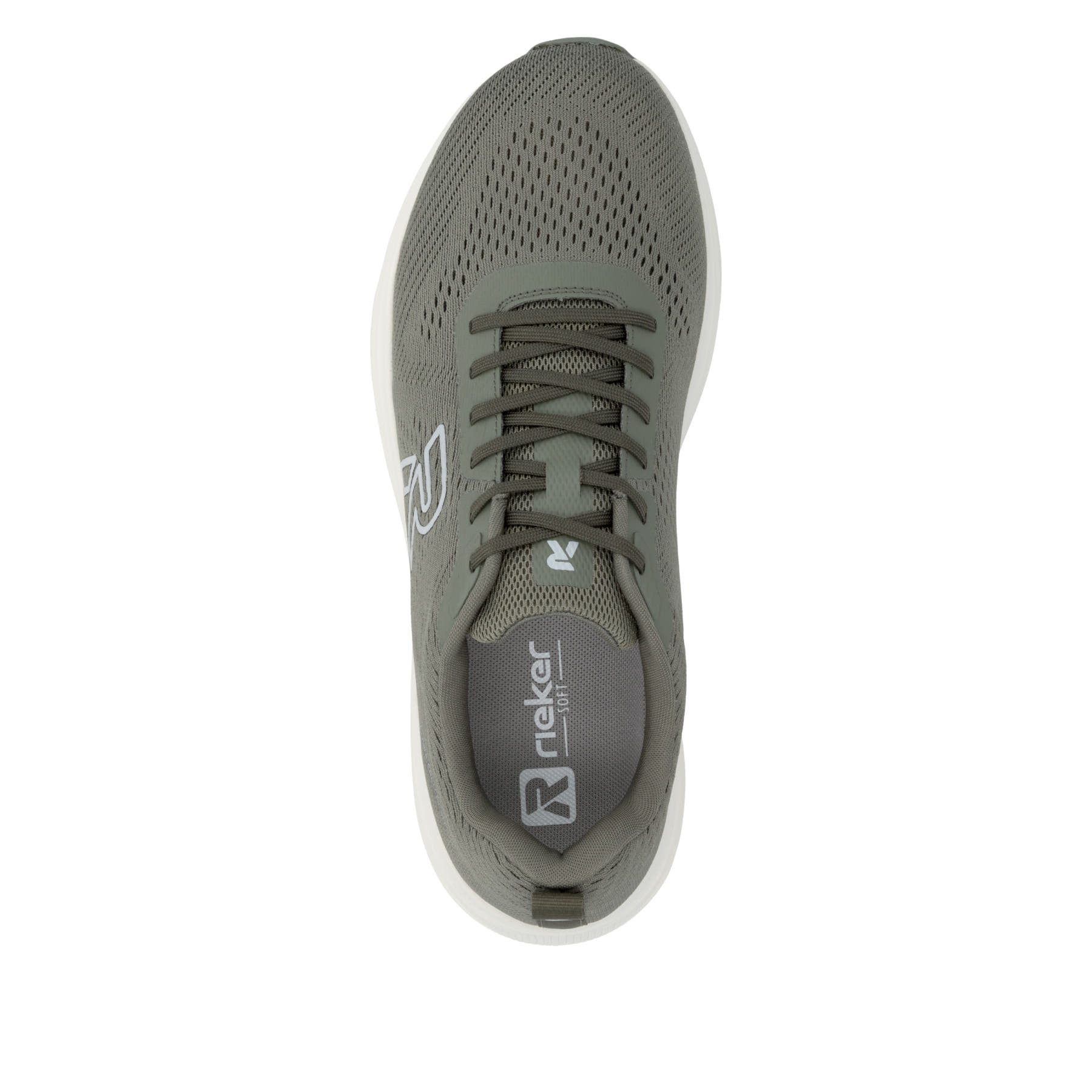 Grüne Rieker Sport Herren Sneaker Low U4101-54. Schuh von oben.