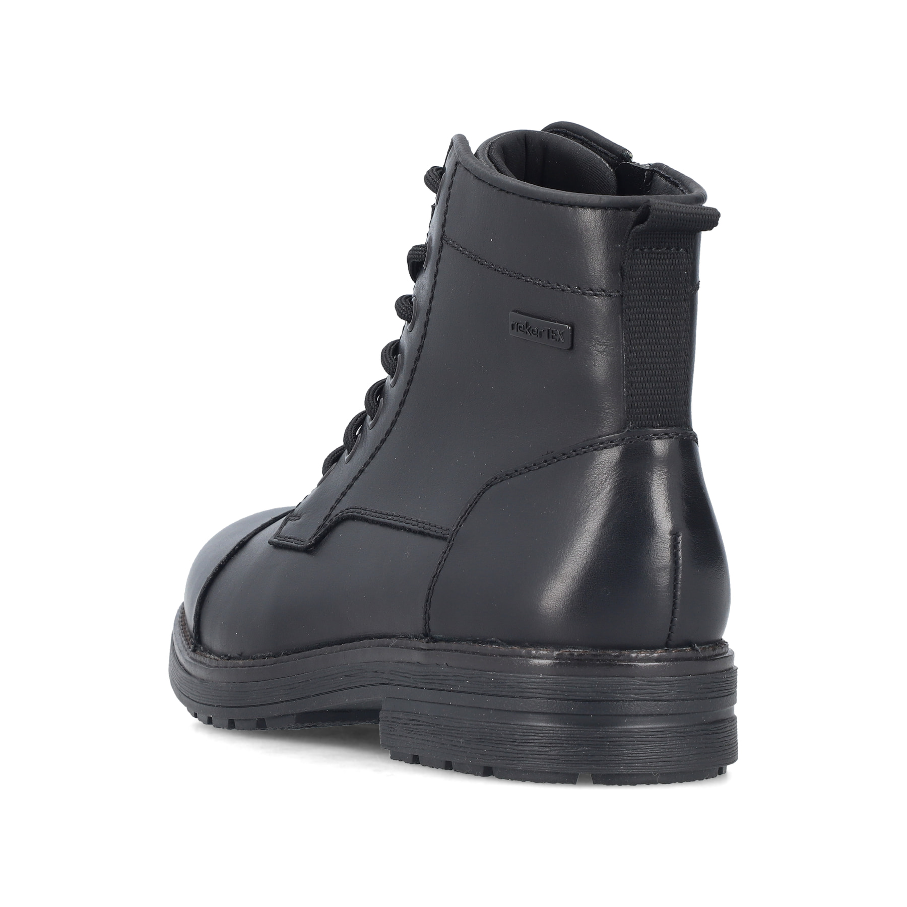 Schwarze Rieker Herren Schnürstiefel 33440-00 aus Glattleder. Schuh von hinten.